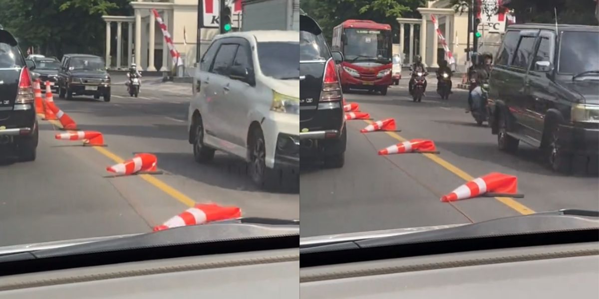 Saking Panasnya Kota Semarang, Traffic Cone di Jalanan Sampai Meleyot
