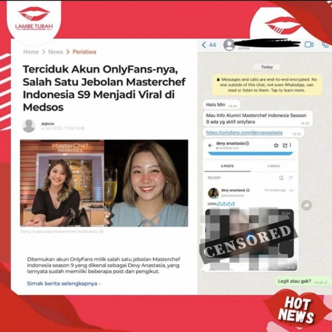 Akun Onlyfans Bocor Potret Devy Anastasia Masterchef Indonesia Season