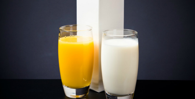 Milk and orange juice