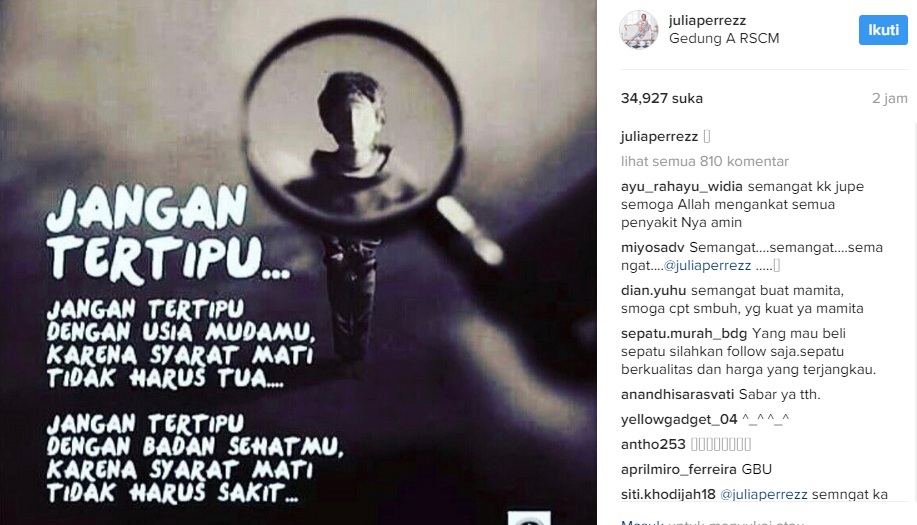 Unggahan Mengharukan Julia Perez Bikin Nangis  Dream.co.id