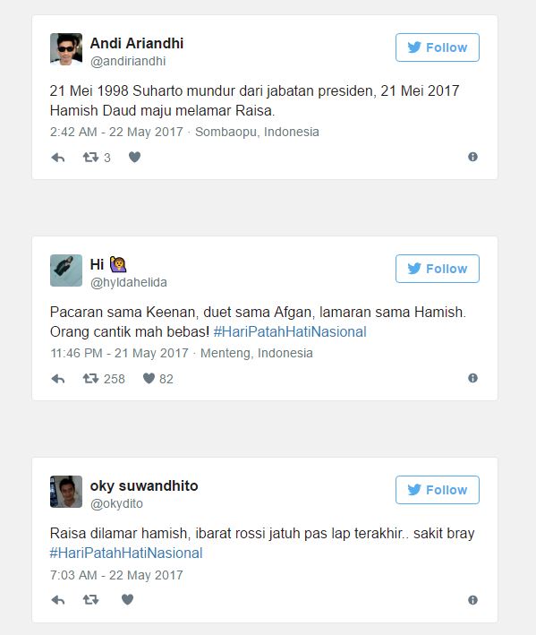 Meme #HariPatahHatiNasional Melejit Usai Raisa-Hamish 