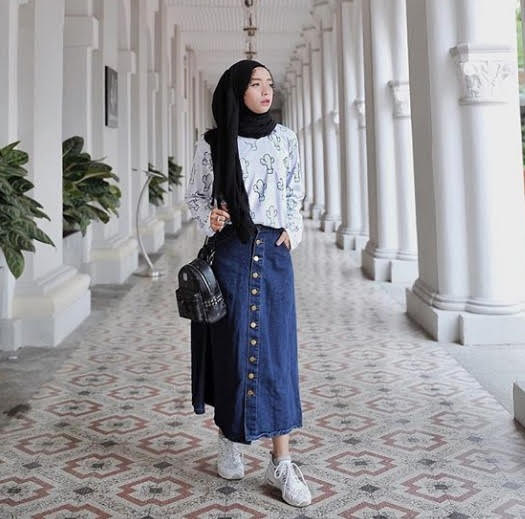 Style Rok  Jeans  Pendek  Hijab 