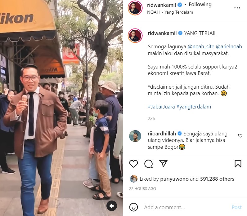 Bikin Parodi Video Klip Noah Yang Terdalam Ridwan Kamil `jail Jangan Ditiru` 4029