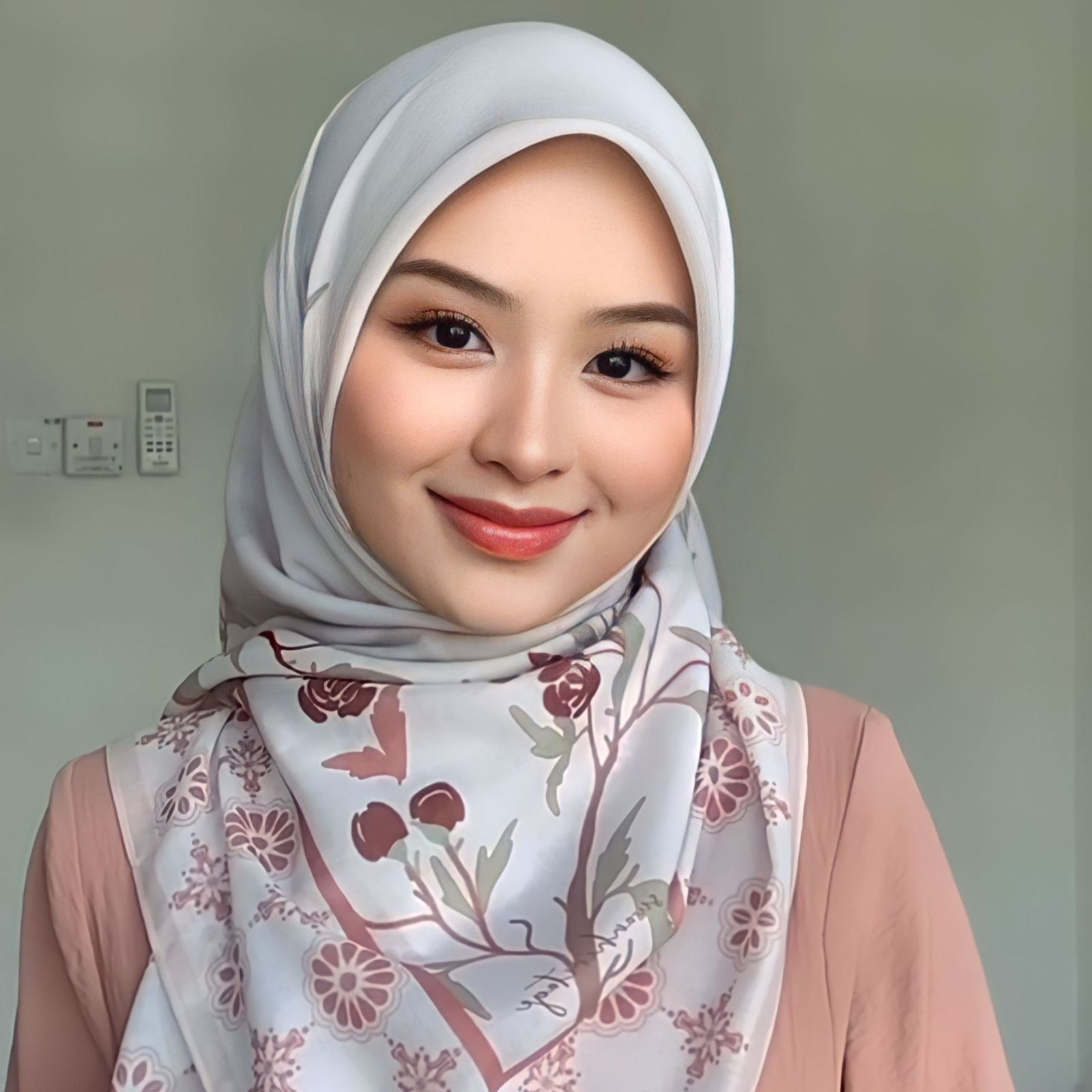 Sweet and Elegant Hijab Style from Square Patterned Shawl