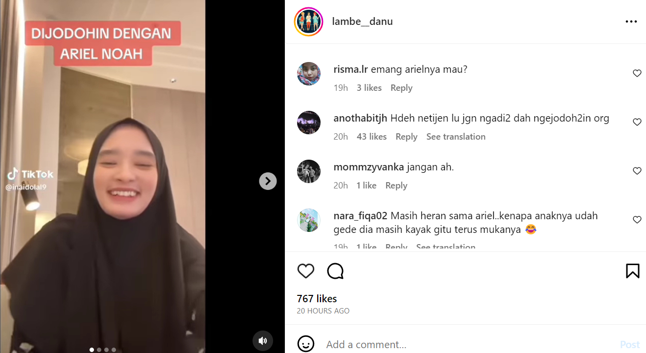 Inara Rusli Matched with Ariel Noah: 'Confused If with Another Band Member'