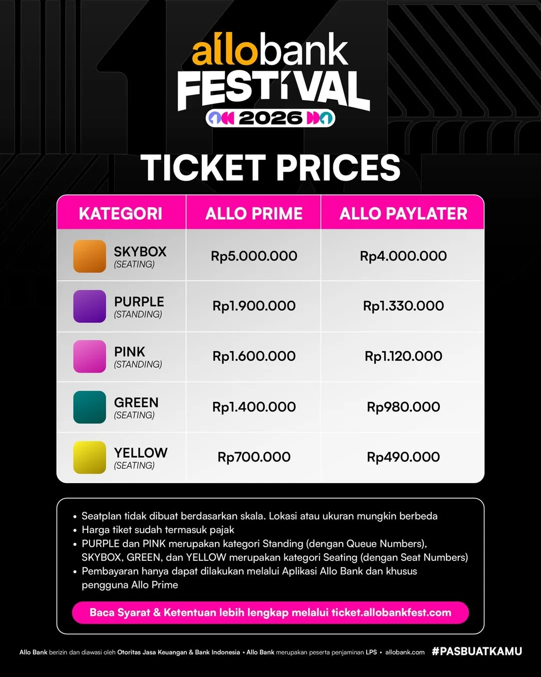 Seat Plan dan Harga Tiket