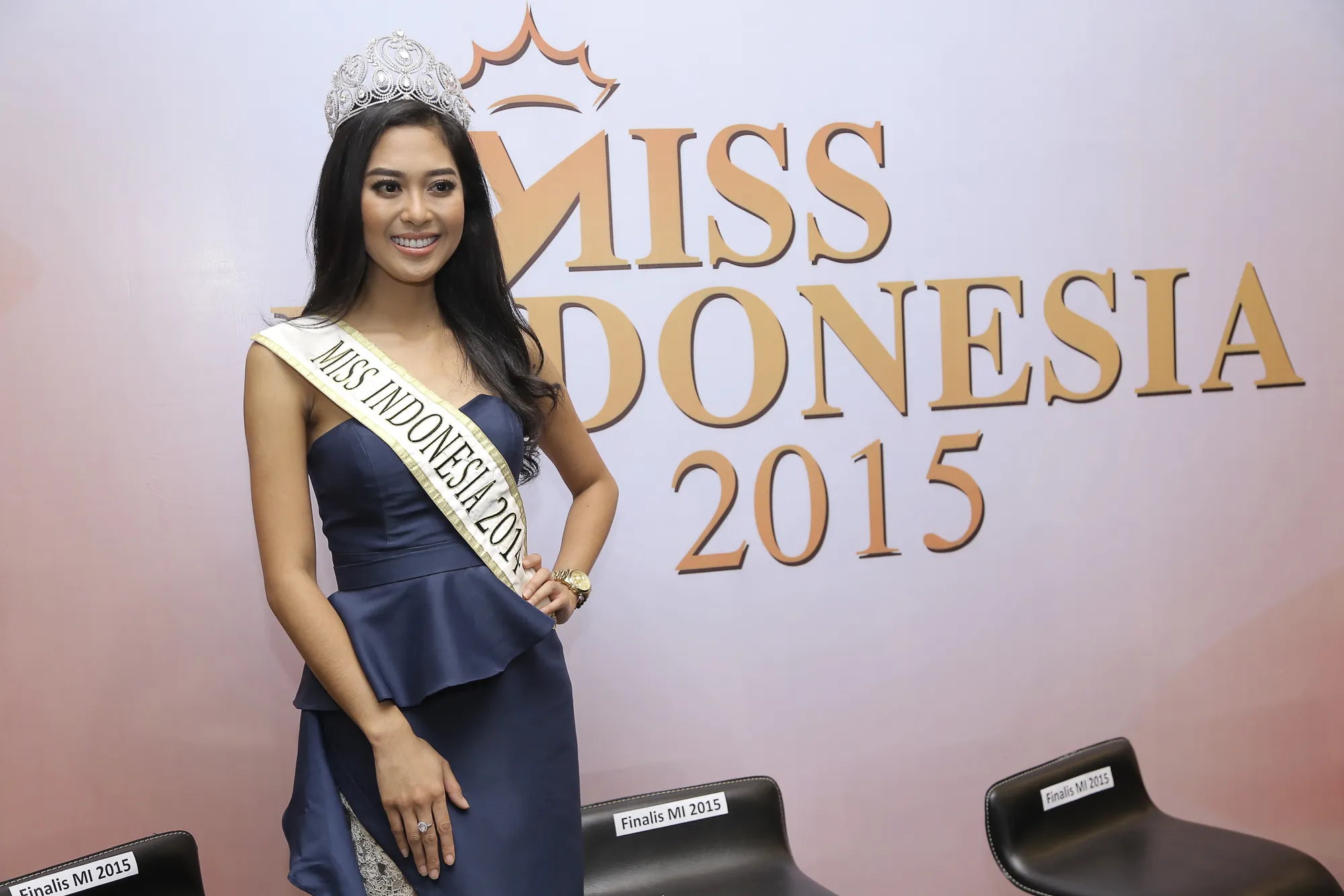 Maria Rahajeng saat ditemui di prescon Miss Indonesia 2015 baru-baru ini. ©KapanLagi.com/Agus Apriyanto