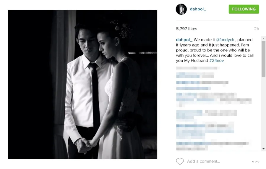 Fandy dan Dahlia menikah pada hari Selasa (24/11) lalu © Instagram/dahpol_