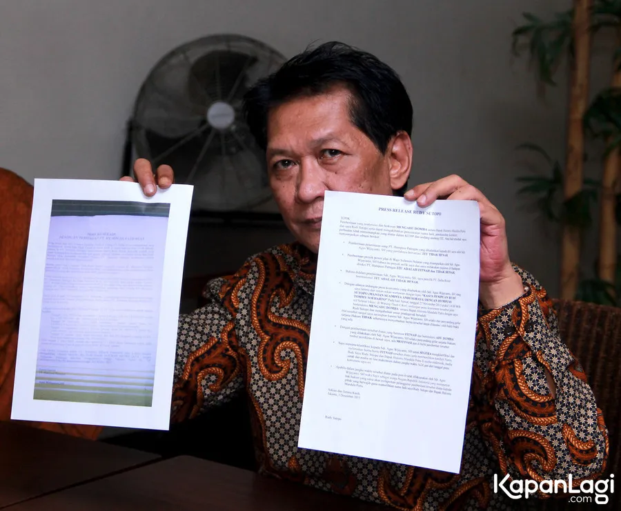 Rudi siap laporkan balik pihak PT Humpuss Petragas © KapanLagi.com®/Akrom Sukarya