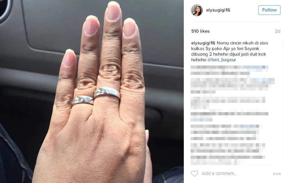 Ferry sempat tinggalkan cincin kawin di kulkas ketika mereka bertengkar ©instagram