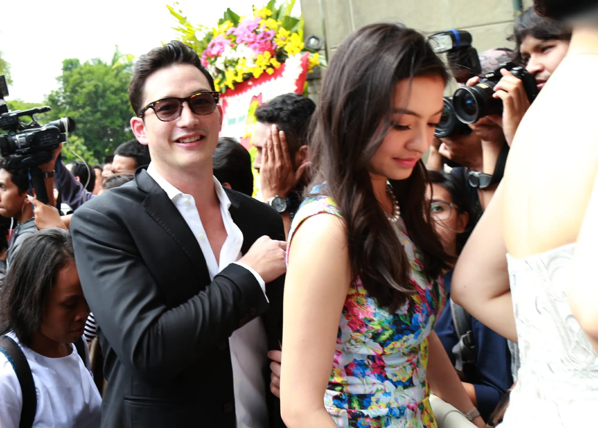Raline dan Mike Lewis datang bersamaan di pernikahan Sandra Dewi ©KapanLagi.com®/Agus Apriyanto