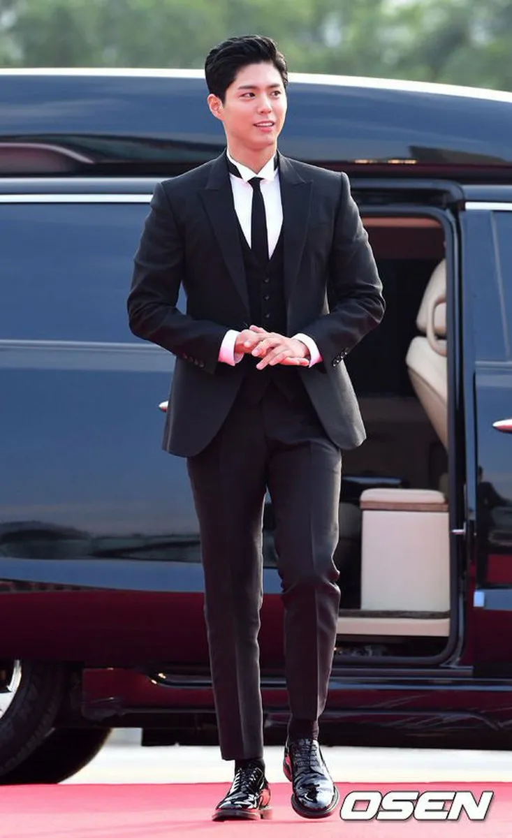 Penampilan ganteng Park Bo Gum di red carpet Seoul Drama Award 2017. ©10asia