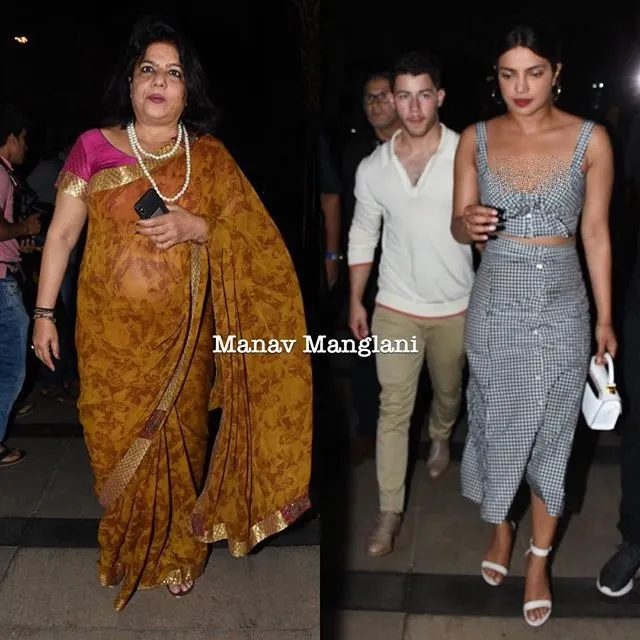 Madhu Chopra ketika menemani Priyanka dan Nick makan malam di India ©manav.manglani