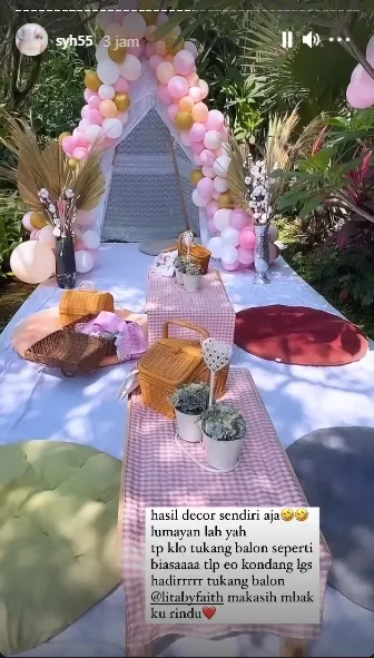 7 Potret Perayaan Ulang Tahun Syahrini yang Digelar Ala Garden Party, Sarapan Pagi Cantik - Dapat Bucket Bunga Raksasa dari Reino Barack