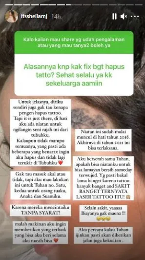 8 Potret Sheila Marcia Hapus Tato, Rela Tahan Sakit - Alasannya Untuk Orang yang Mencintainya Tanpa Syarat