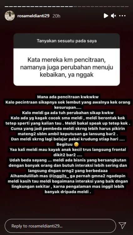 Dituduh Pencitraan, Intip 9 Potret Terbaru Rosa Meldianti Berhijab - Sebut Dirinya Nggak Ada Perubahan Sikap dan Masih Tetap Berontak