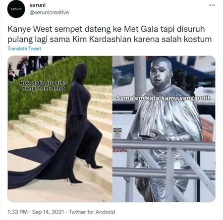 Sederet Meme Kocak Busana Serba Hitam Kim Kardashian di Met Gala, Disandingkan Dengan Kuntilanak dan Alien