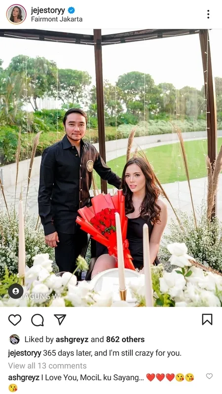 Setahun Pacaran, 9 Potret Romantis Abash Mantan Lucinta Luna Rayakan Anniversary Pertama Bareng Pacar - Candle Light Dinner Berdua