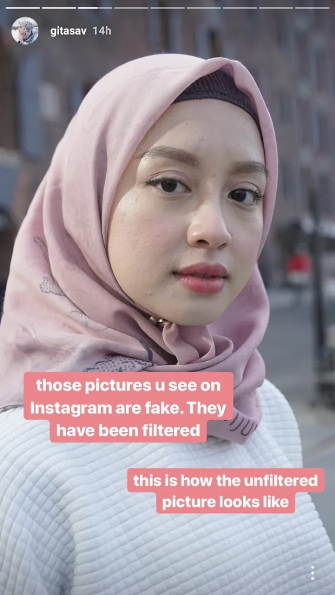 Gita mengaku setiap postingan di instragram diedit dulu dengan berbagai filter (credit : instagram.com/stories/gitasav)