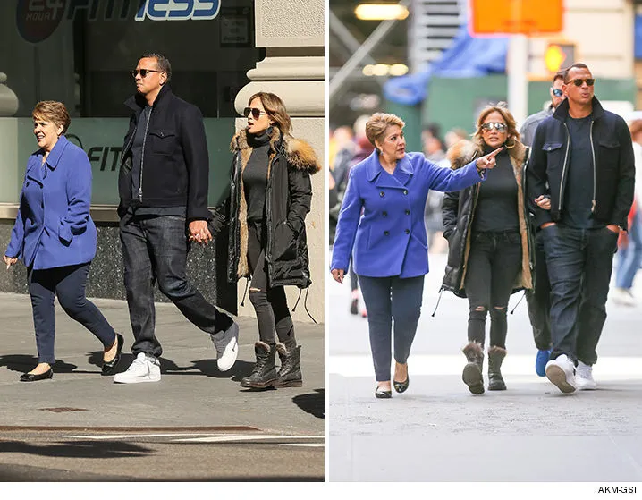 Jennifer Lopez tampak asyik berbincang dan menghabiskan waktu bersama sang Ibu dan kekasih © tmz.com