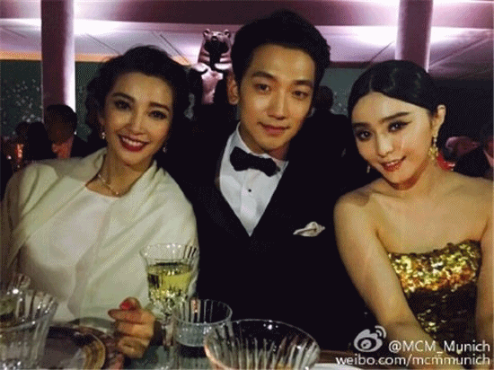 Rain bersama Li Binbing (kiri) dan Fan Bingbing di Met Gala © MCM Weibo