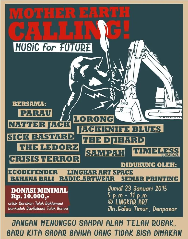 SID berpartisipasi dalam konser Tolak Reklamasi Teluk Benoa, 23 Januari lalu / © facebook.com/SupermanIsDead