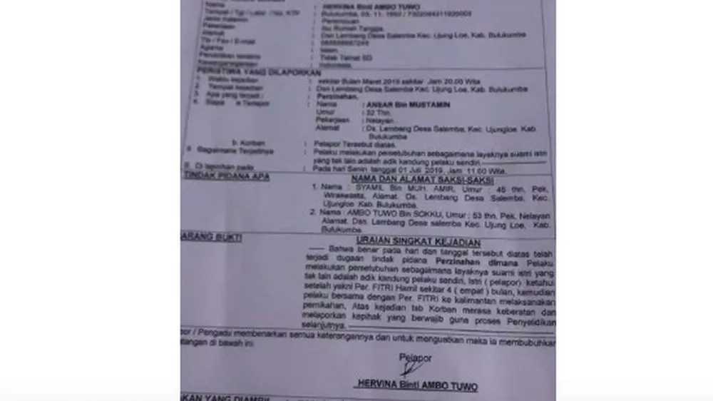 Laporan Sang Istri ke Polisi © Liputan 6