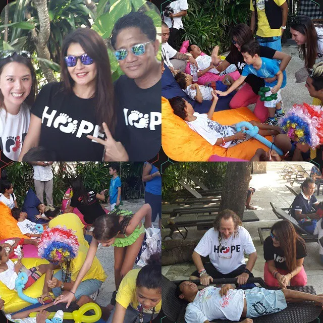 Tamara dan Andre Hehanussa yang baru saja terlibat dalam kerjasama video klip It's All About Love, kali ini berbagi dengan anak-anak berkebutuhan khusus. ©instagram Tamara Bleszynski