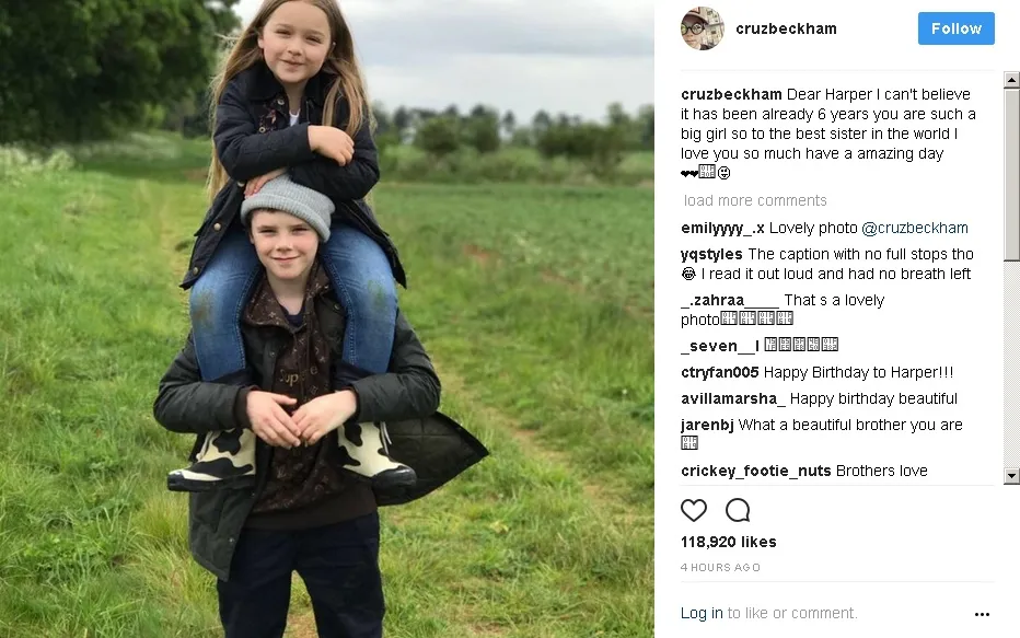 Cruz Beckham memberi ucapan manis untuk adiknya © Instagram.com/cruzbeckham