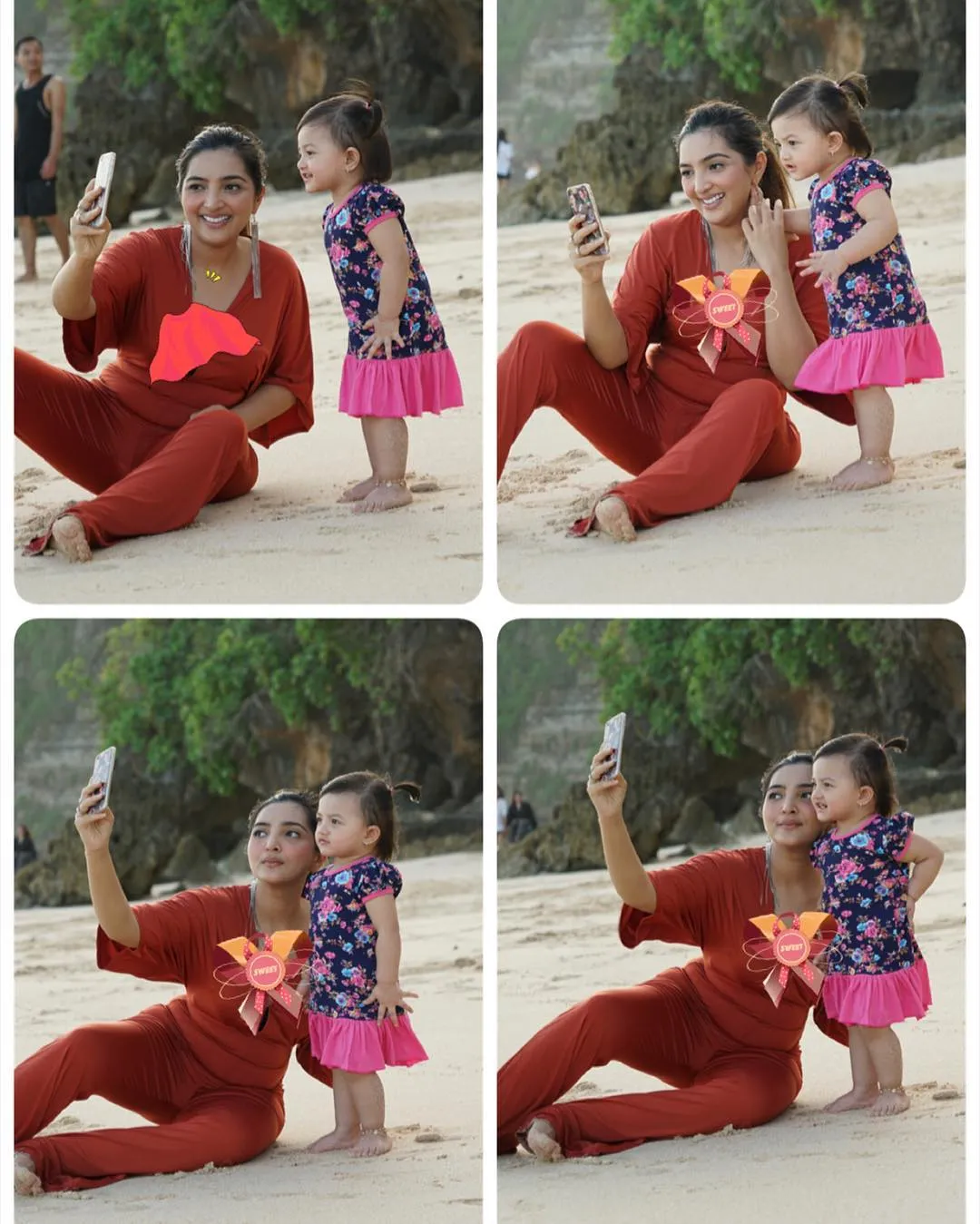 Baby Arsy kulitnya menghitam karena main di pantai. ©instagram.com/ashanty_ash