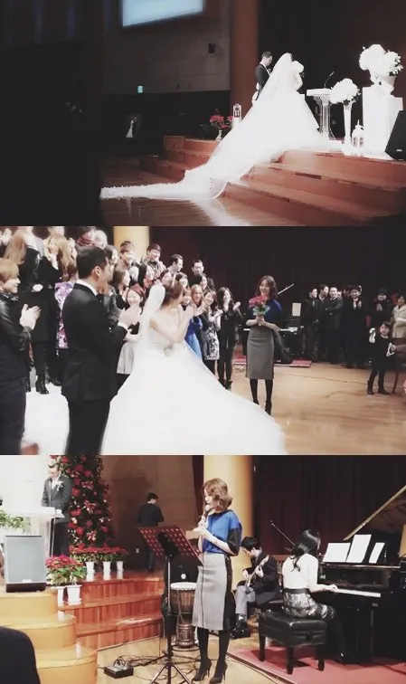 Eun Hye memberikan sambutan sekaligus memegang buket bunga pengantin. Beruntung ya!
