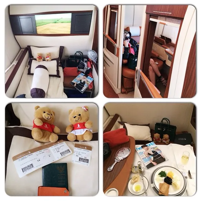 Interior pesawat suit class yang diunggah Syahrini. / Instagram.com