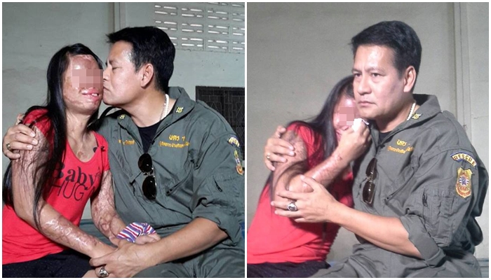 Ternyata yang menciumnya itu bukan suaminya lho. Ia hanyalah seorang aktor terkenal di Thailand yang ingin menghibur dan membantu Uchemchgai ©Siamupdate