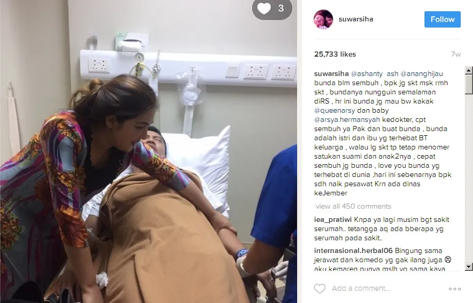 Sosok istri yang begitu sayang suaminya © Instagram.com/suwarsiha