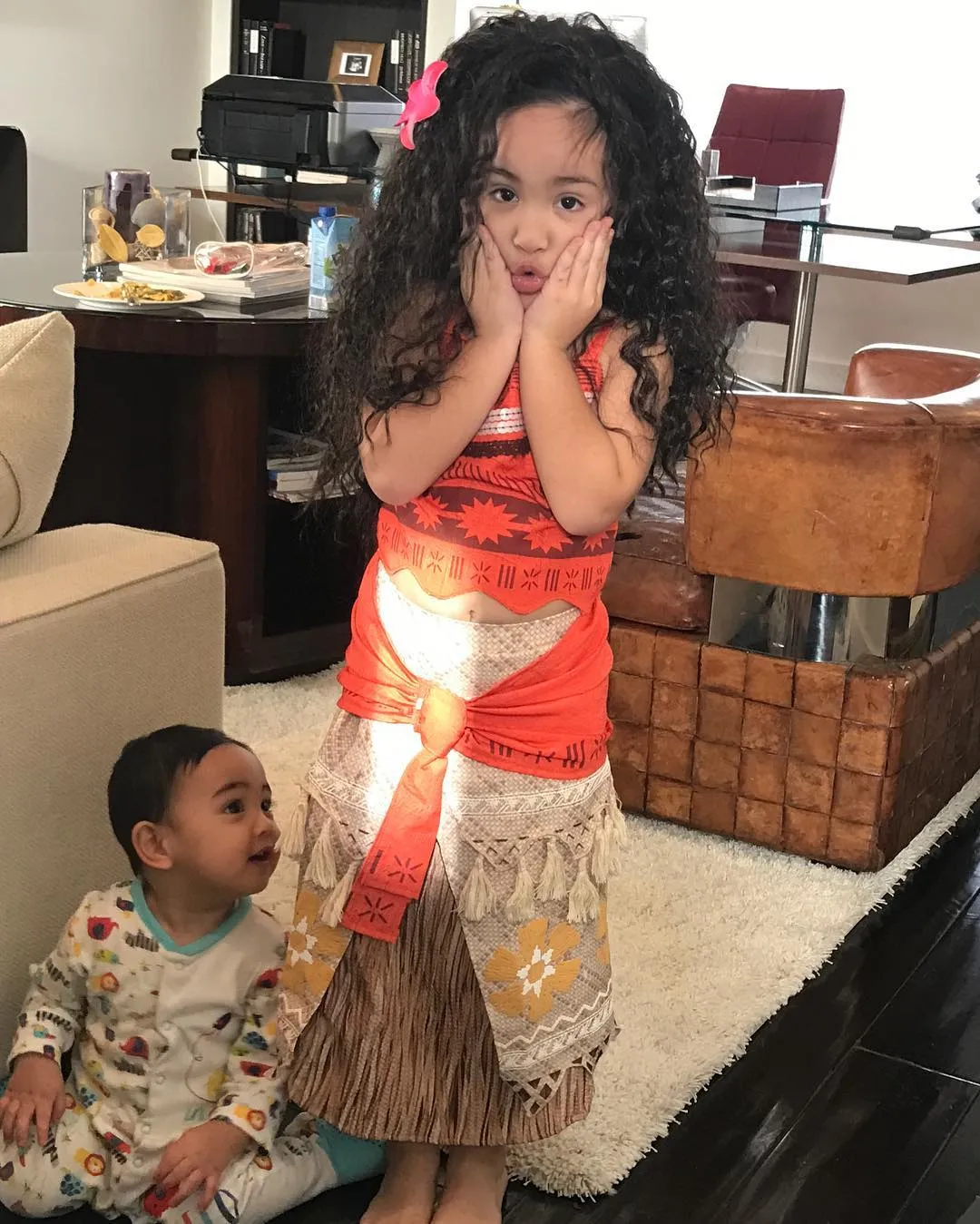 Mikhayla dalam balutan busana Moana. © instagram.com/ramadhaniabakrie