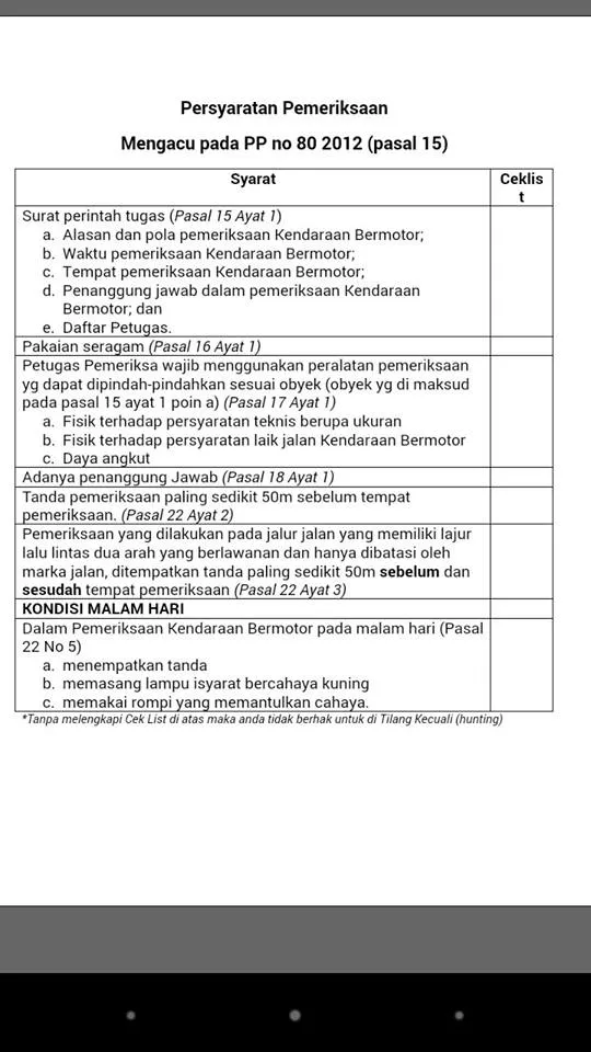 Peraturan yang seharusnya dilakukan anggota polisi saat melakukan pemeriksaan lalu lintas © Facebook.com/Husain Fata Mizani
