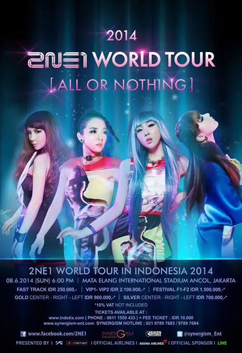 Poster tur konser 2NE1 di Indonesia