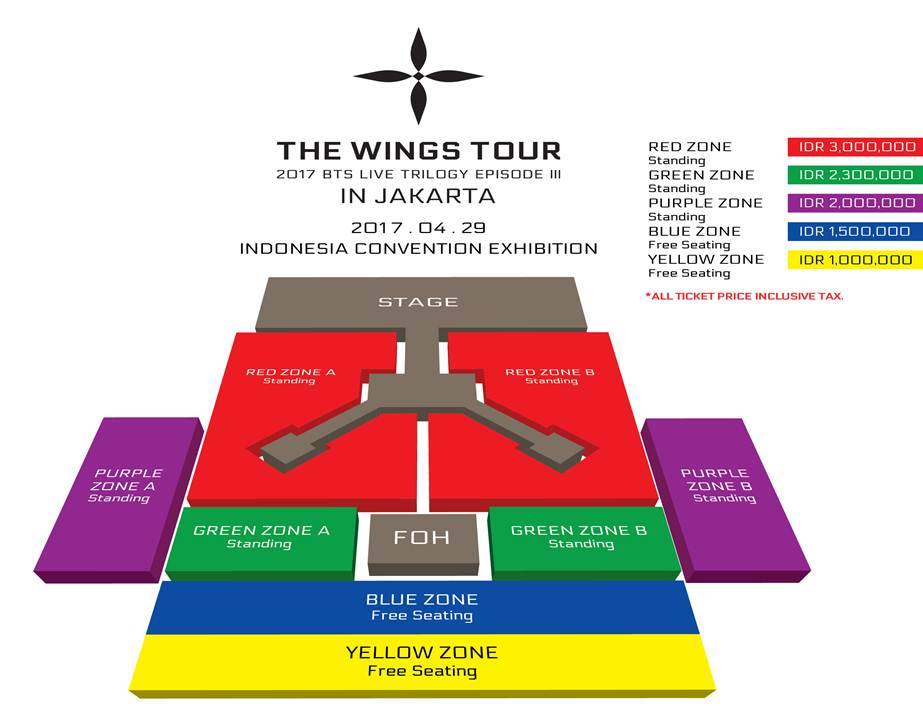 Seatplan dan Harga Tiket Konser BTS Wings Tours telah dirilis Sabtu (01/04) © IME Asia