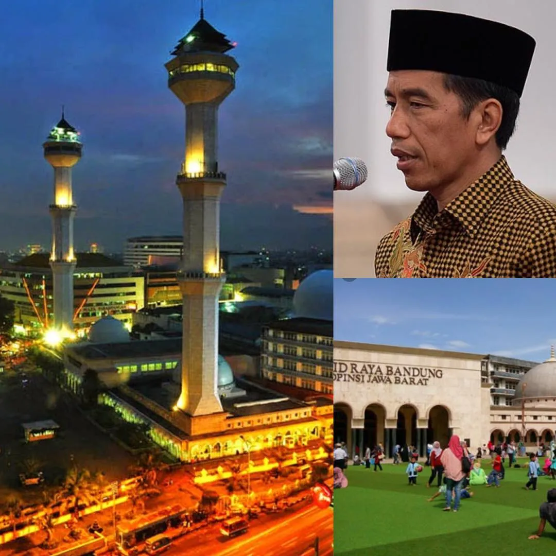 Jokowi salat berjamaah di Masjid Raya Bandung © Instagram/ridwankamil