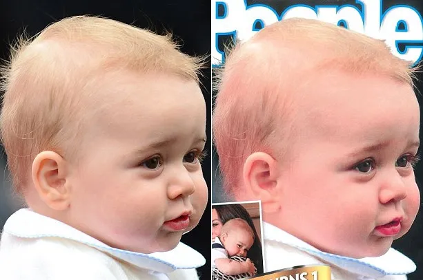 Pangeran George sebelum dan sesudah diedit @ dailymail.co.uk