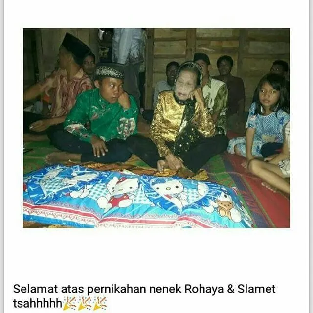 Selamet Riyadi yang masih berusia 16 tahun nekad menikahi nenek berusia 71 tahun, Rohaya © instagram.com/baturajaupdate