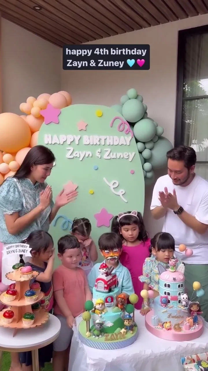 Potret Perayaan Ultah Anak Kembar Syahnaz dan Jeje Govinda