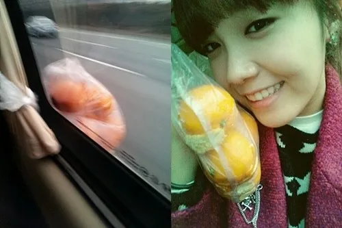 Meletakkan sekantong jeruk di luar mobil. Bagaimana menurutmu? ©allkpop.com