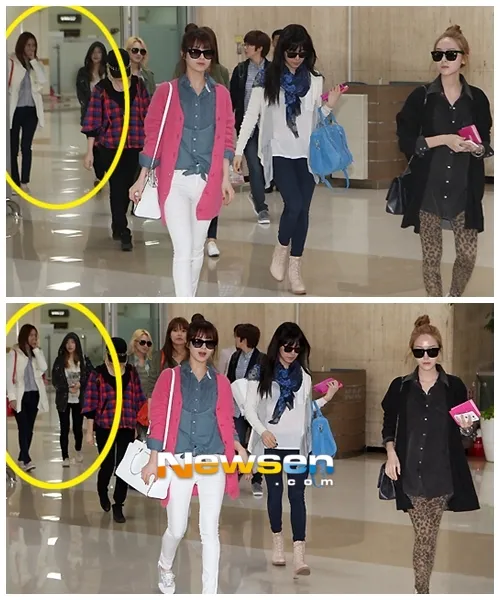 Taeyeon dan Yoona (yang dilingkari) Foto: Newsen.com