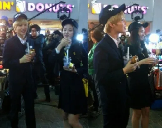 Taemin SHINee dan Na Eun nampak menikmati jus bersama. ©allkpop.com