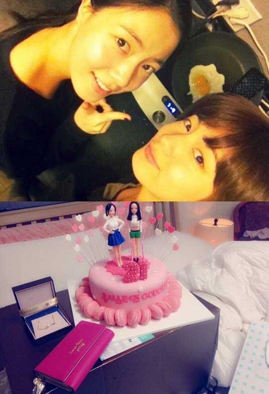 hyoyoung dan hwayoung berterima kasih karena diberi cake kembar