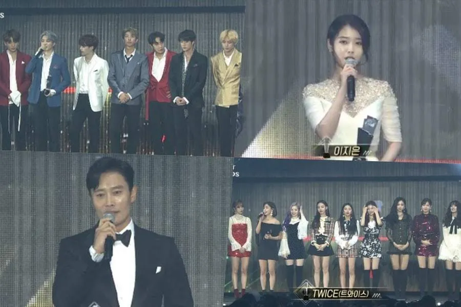 Beberapa pemenang di 2018 AAA © Naver V Live