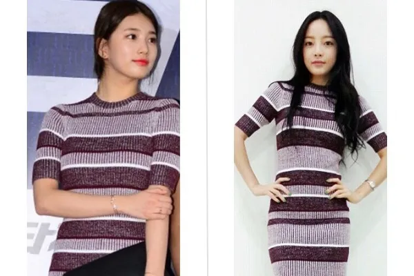 Suzy dan Goo Hara memakai baju yang benar-benar mirip. ©allkpop