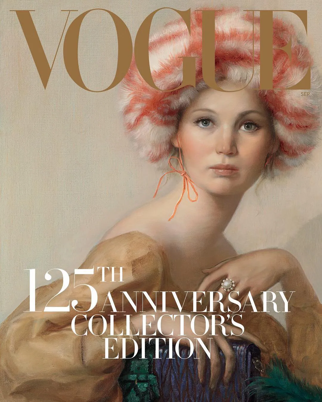 Lukisan Jennifer Lawrence juga dijadikan cover © Vogue