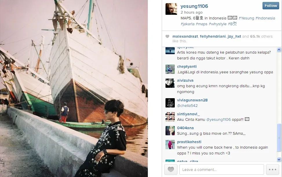 Yesung, posting foto di Indonesia, ELF heboh lagi © Yesung Instagram